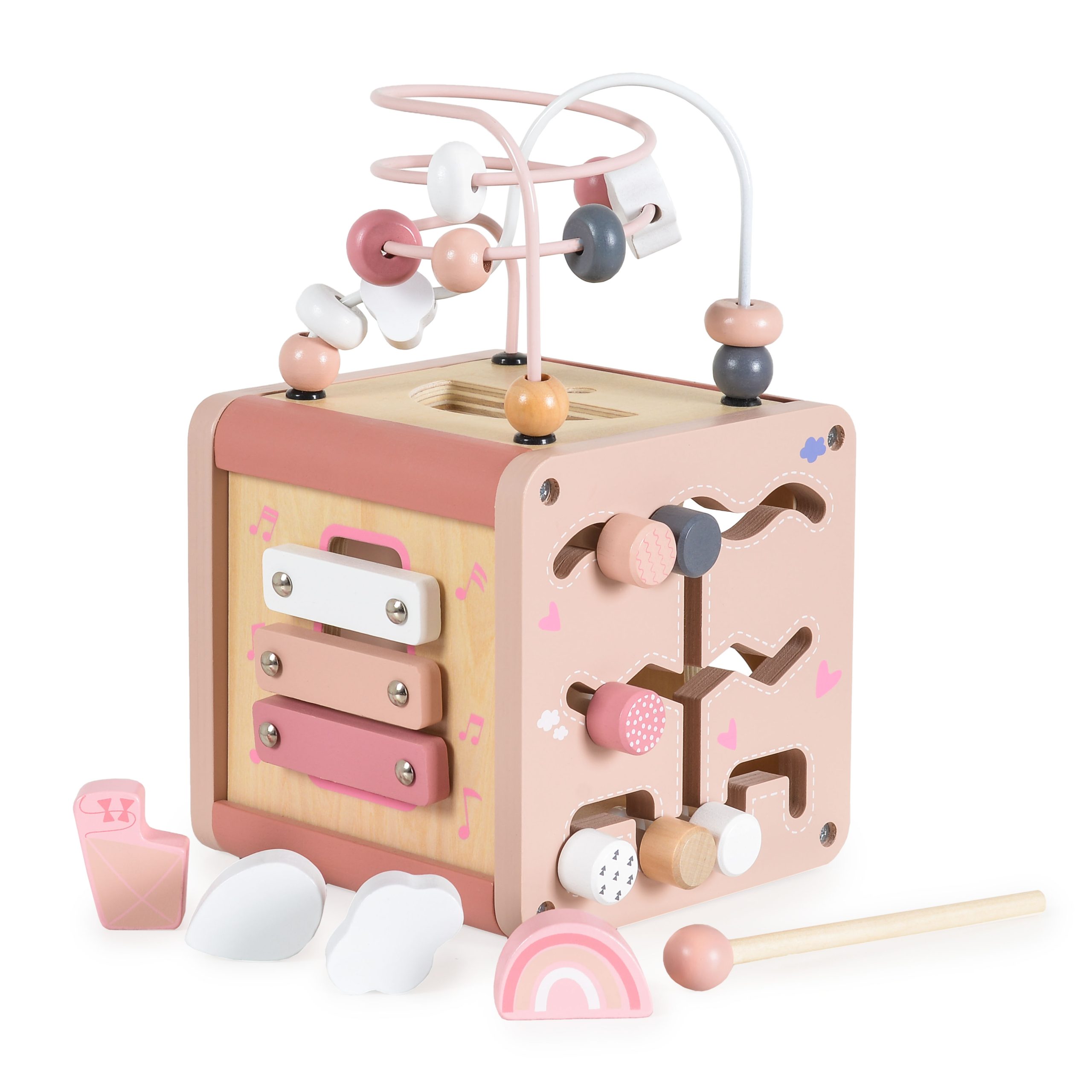 Moni Toys Дървен активен куб W11B316C-розов - Image 5