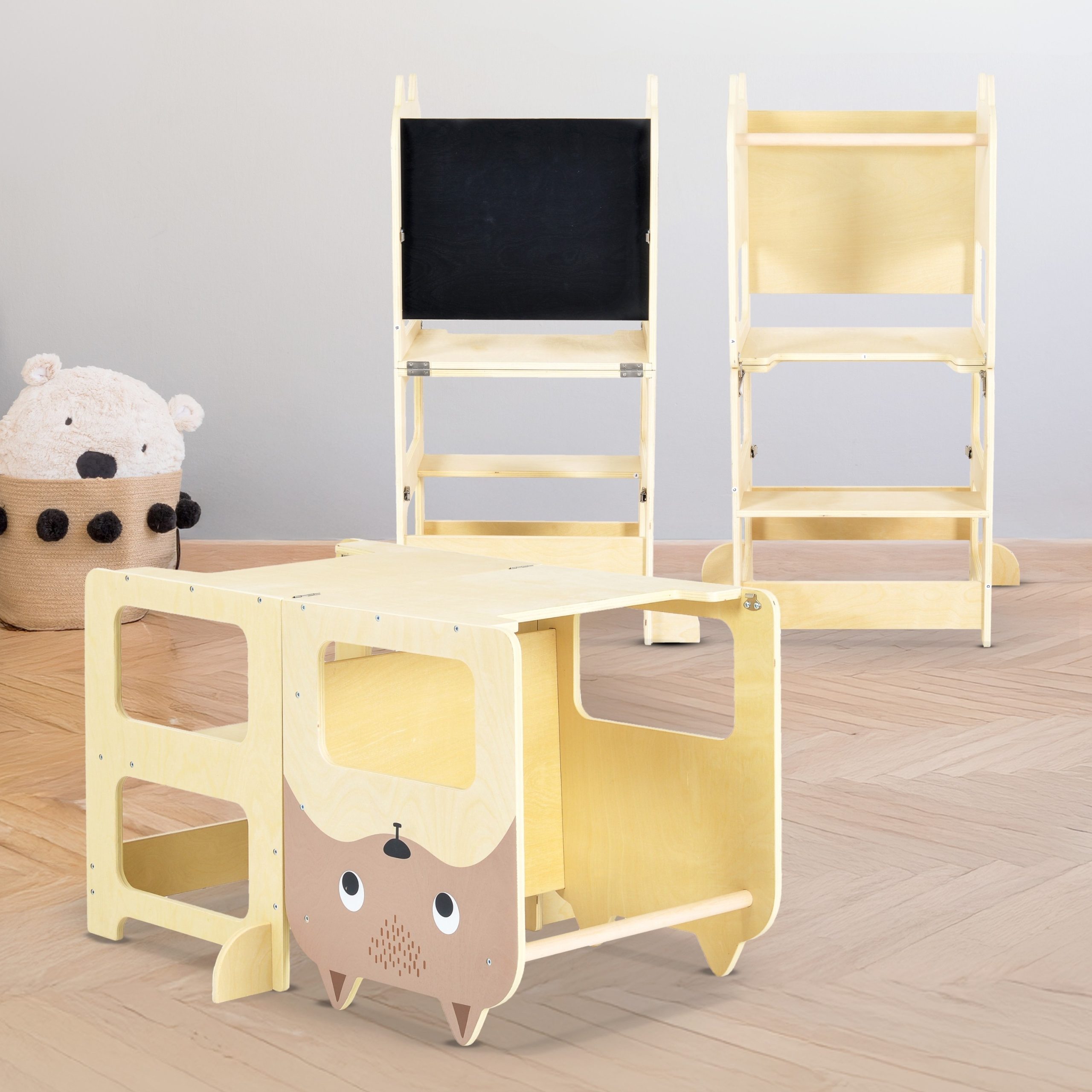 Moni Toys Дървена обучителна кула 3 в 1 Монтесори - Image 6