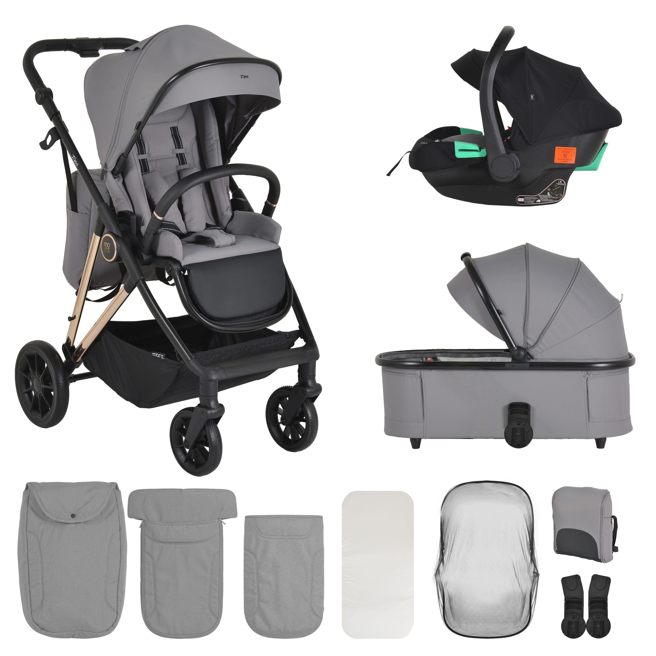 Moni Комбинирана количка Merci 3 in 1 Stone-gray - Image 6