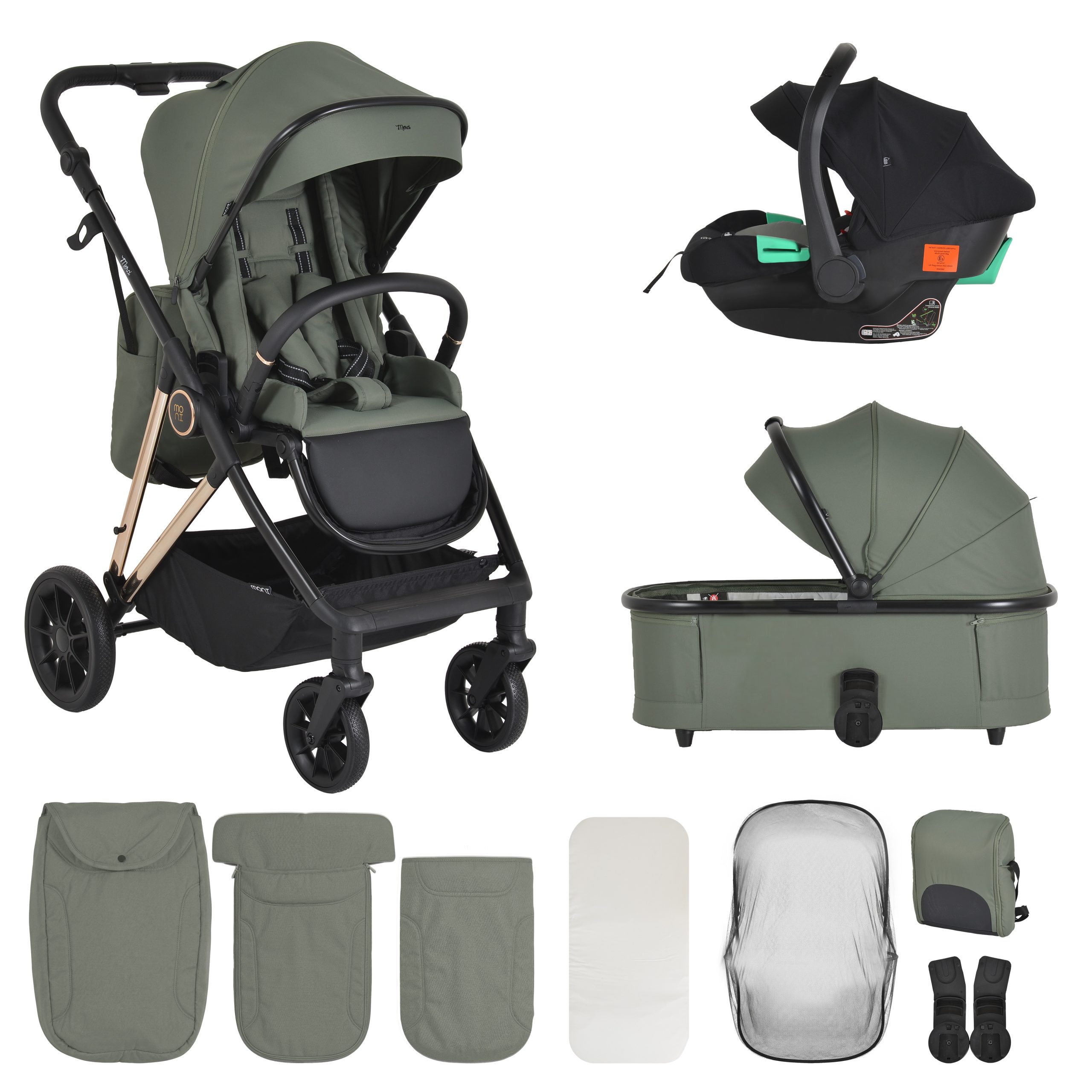 Moni Комбинирана количка Merci 3 in 1 Dark-green - Image 6