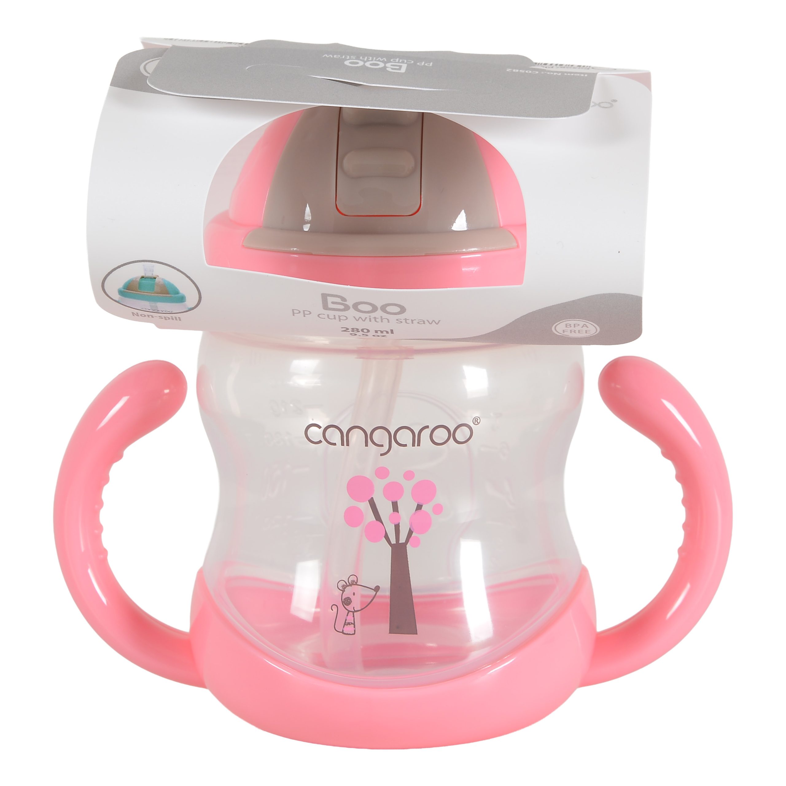 Cangaroo Чаша с пластмасова сламка 280ml Boo C0582 розов - Image 5
