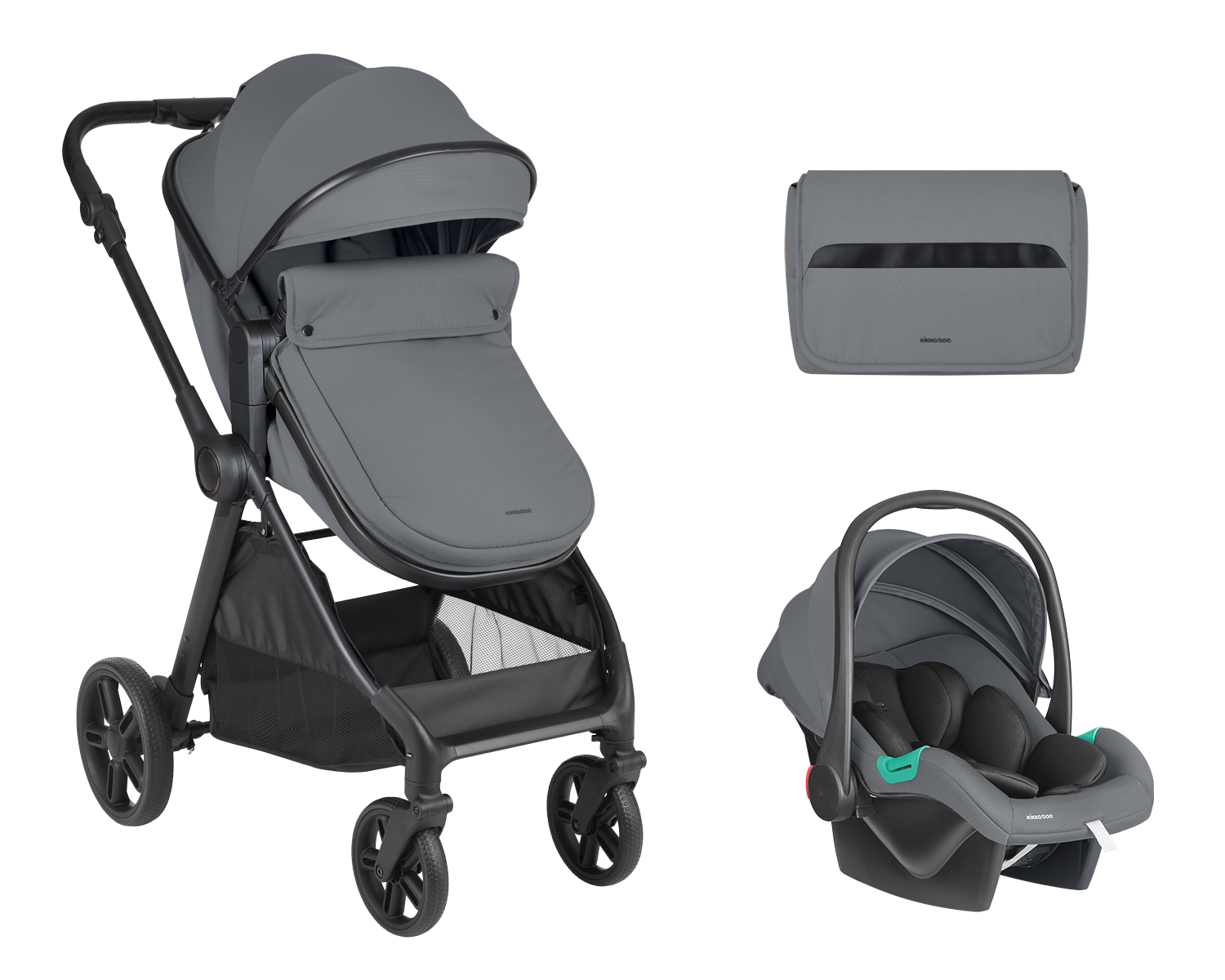 Kikkaboo Комбинирана количка 3в1 трансф. седалка Eloe Dark Grey