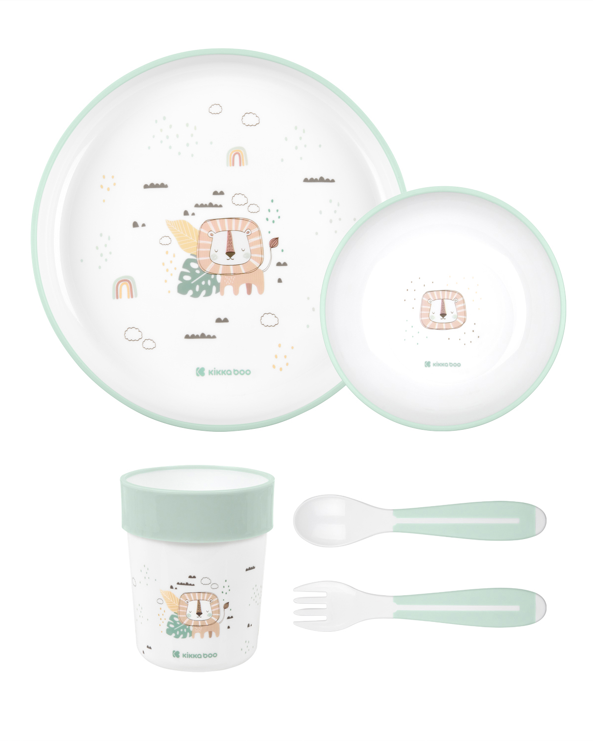 Kikkaboo Сет за хранене пластмаса Savanna Mint - Image 2