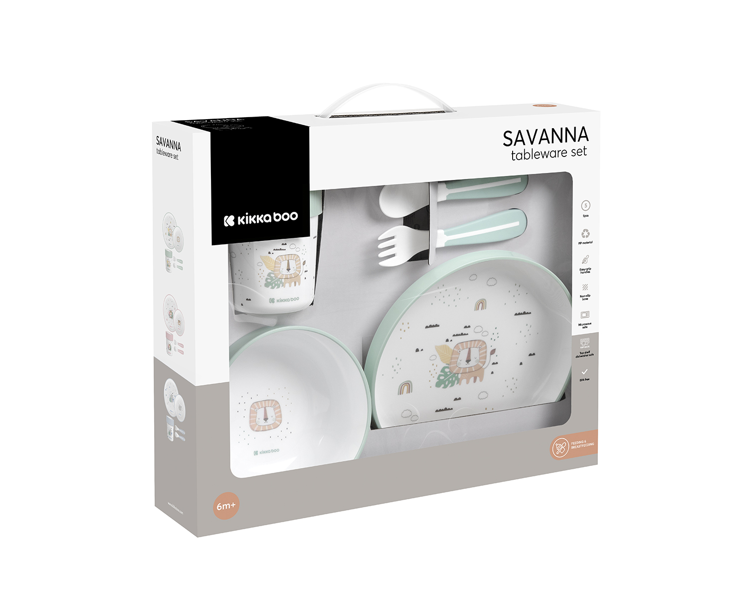 Kikkaboo Сет за хранене пластмаса Savanna Mint - Image 7