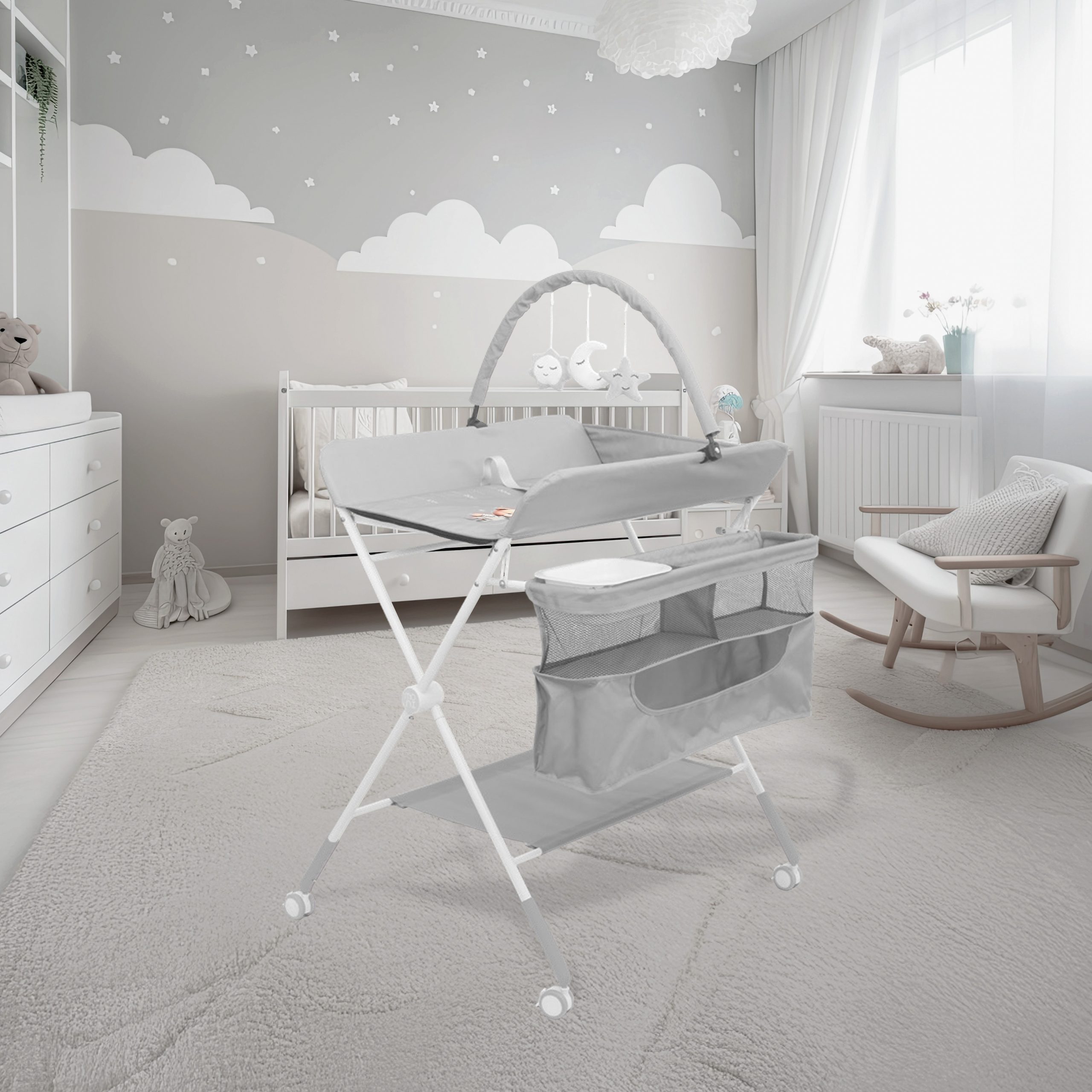 Moni Мултифункционална маса за повиване Kaskada grey - Image 2