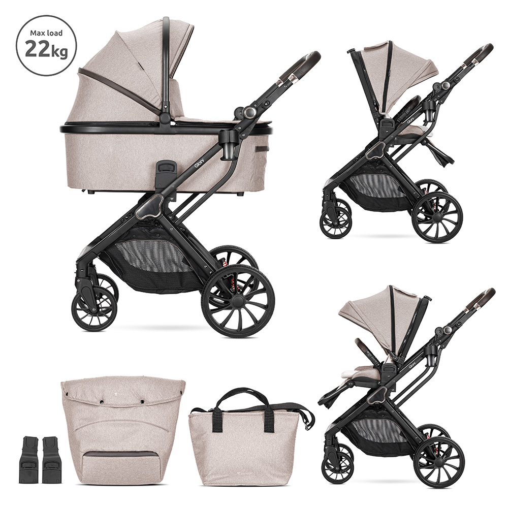 Д.КОЛИЧКА GLORY 2in1 BEIGE+АДАПТОРИ с кош за новор - Image 8