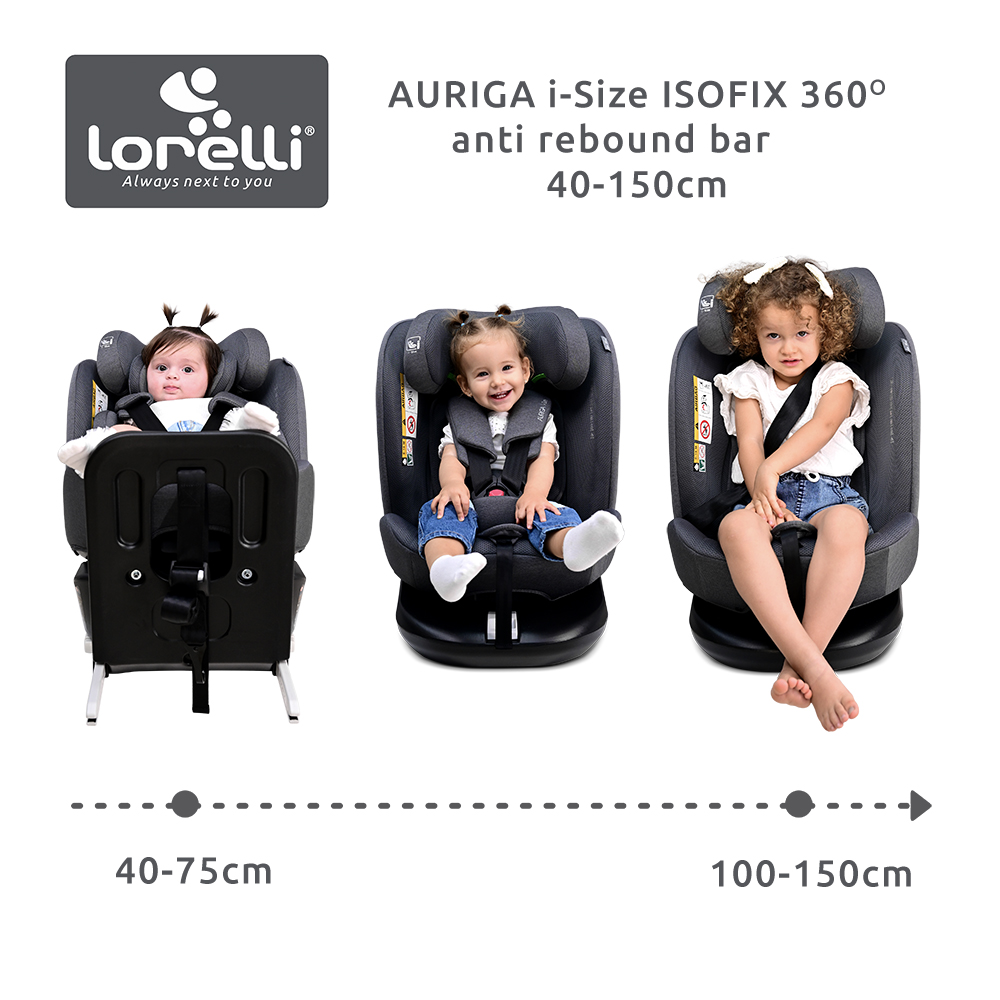 СТОЛ ЗА КОЛА AURIGA BLACK i-Size 40-150 CM ISOFIX, - Image 9