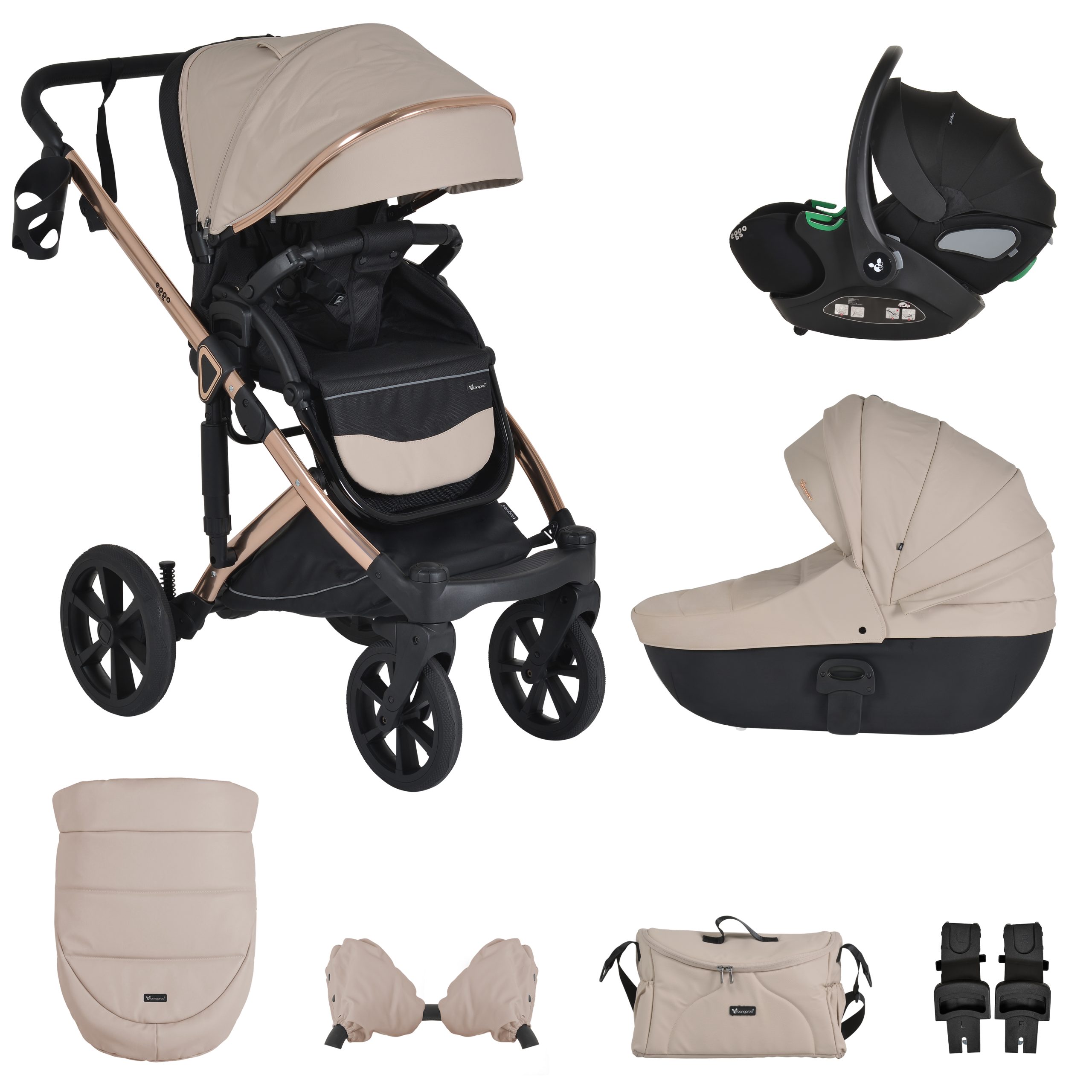 Cangaroo Комбинирана количка 3 в 1 Eggo Sand-beige - Image 9