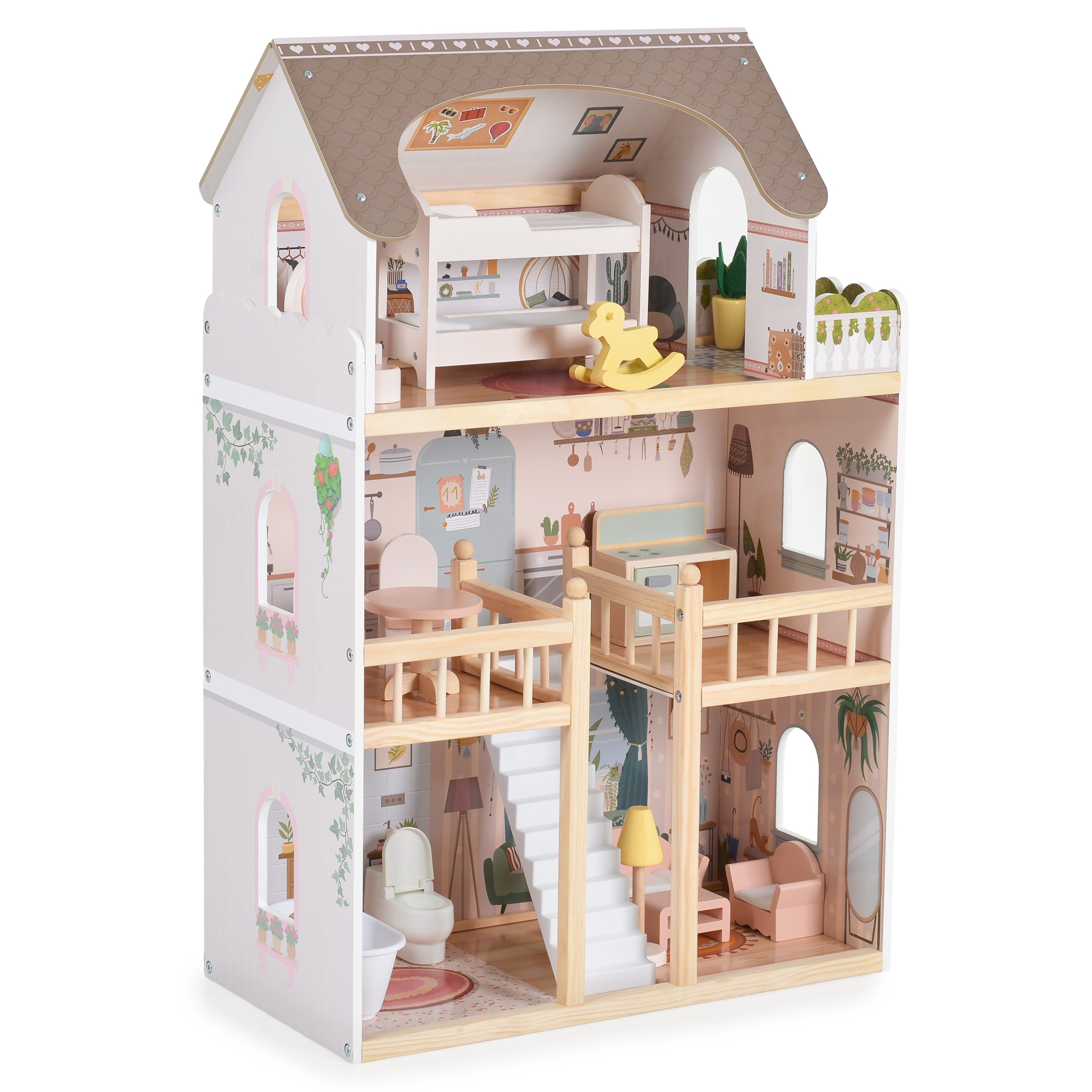 Moni Toys Дървена къща за кукли Lina 8208
