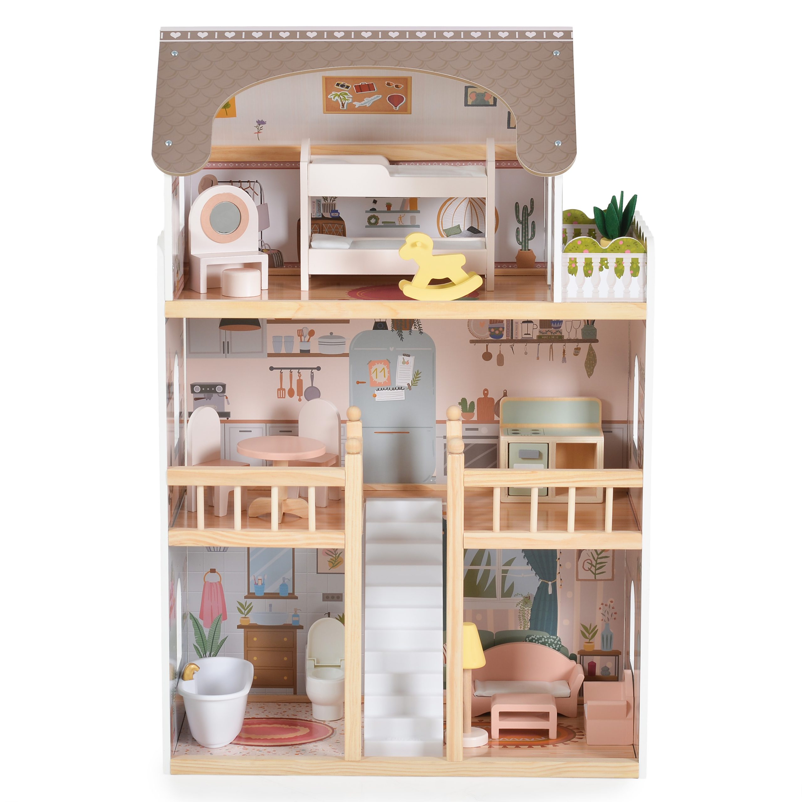Moni Toys Дървена къща за кукли Lina 8208 - Image 3