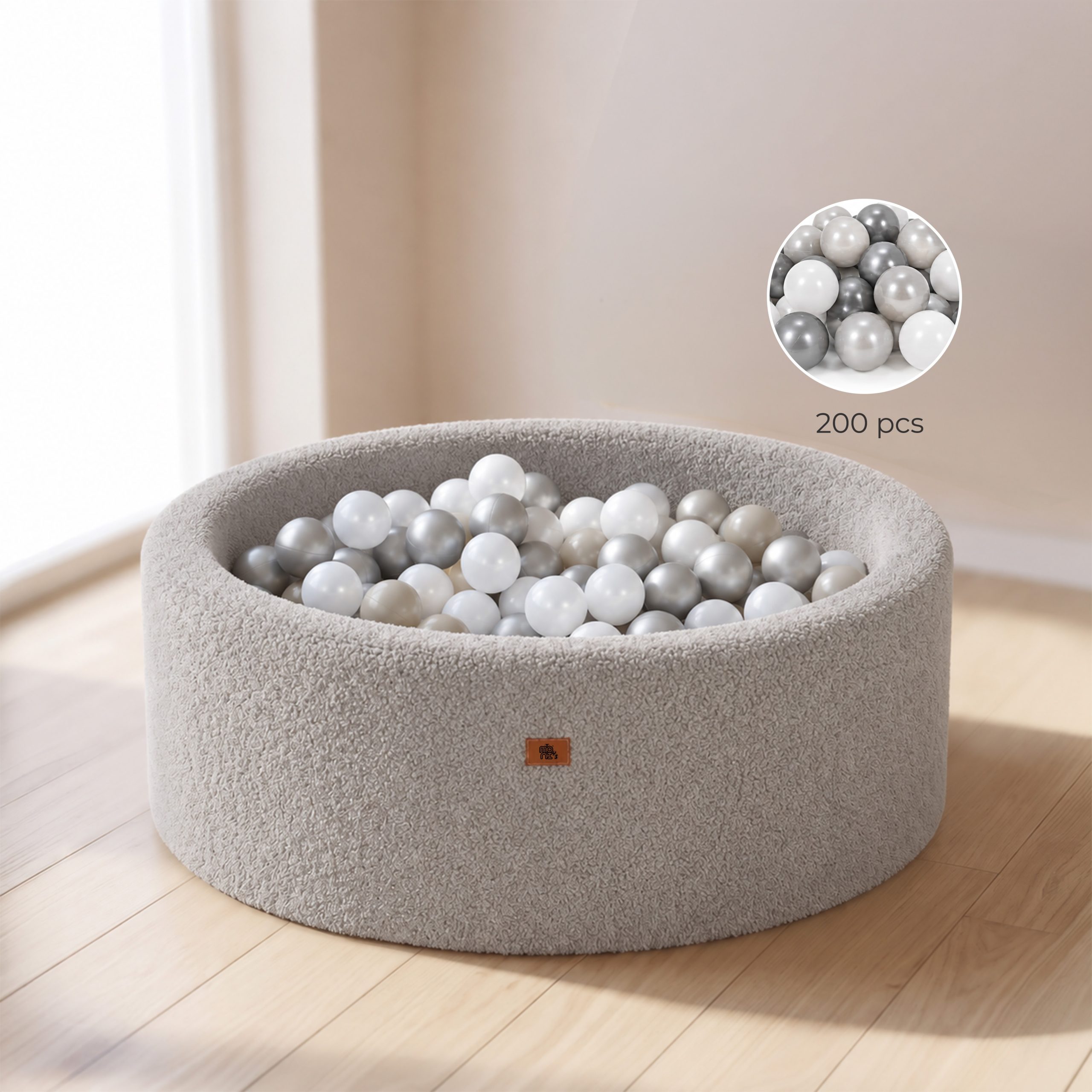 Moni Toys Мек басейн Boucle с 200 топки Light-Grey - Image 2