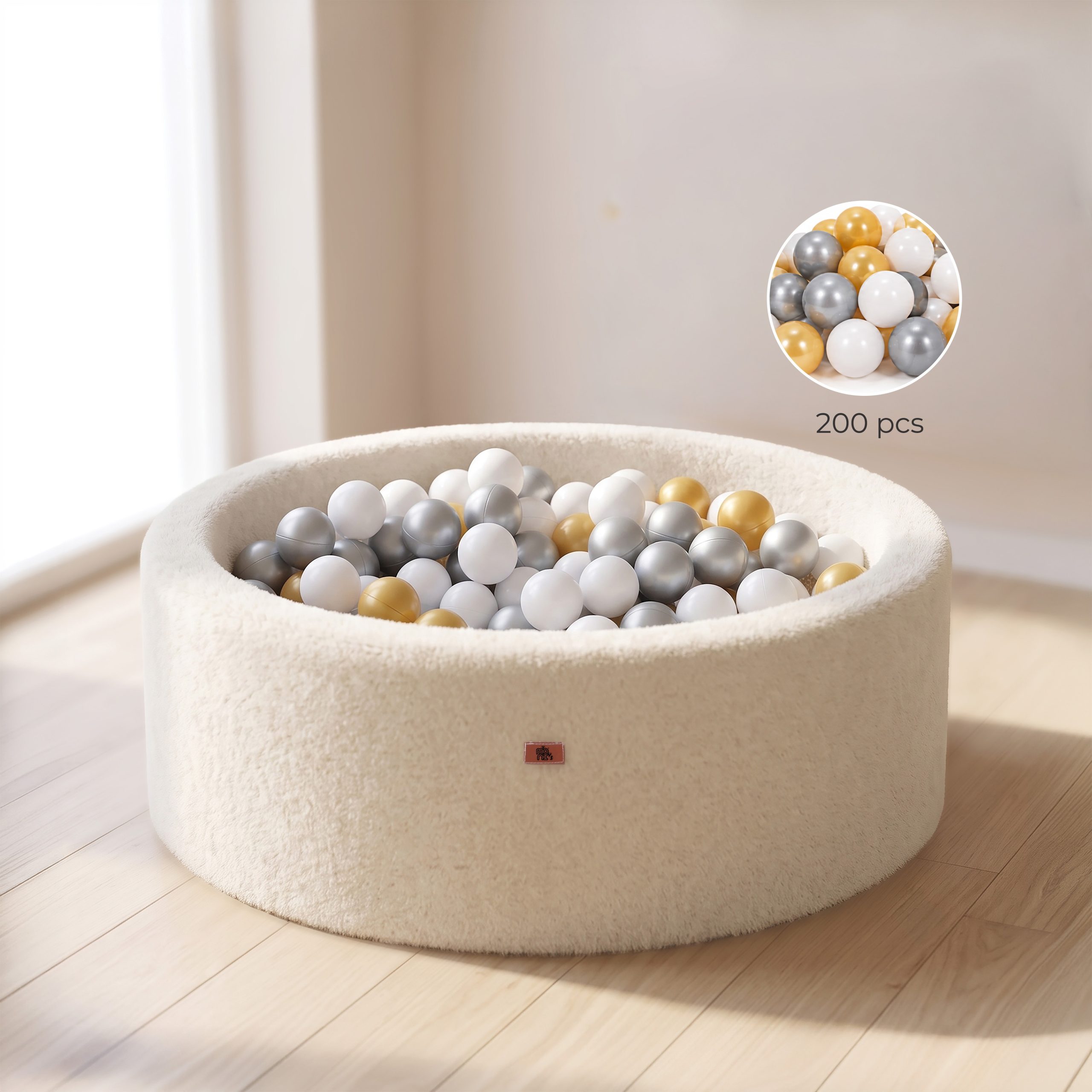 Moni Toys Мек басейн Boucle с 200 топки Ivory - Image 2